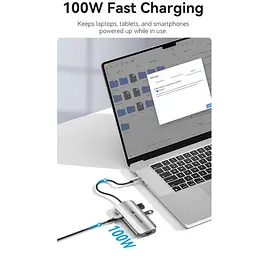 Док-станція USB3.1 Type-C - HDMI 60Hz/USB 3.0x3/PD 100W 5-in-1 Vention (TQDHB) - мініатюра 6