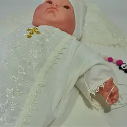 Літній набір для Хрещення (крижма, сорочка, шапочка) "Ангел" зріст 68 - 74 см Lari Кремовий - мініатюра 3