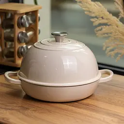Жаровня-голландська піч чавунна емальована 2 л, бежевий Yongkang HP-FLG-22 BEIGE - мініатюра 2