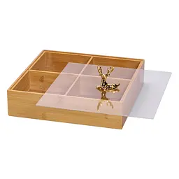 Менажниця бамбукова квадратна з кришкою 25*25*11 см Yiwu HB-40-1