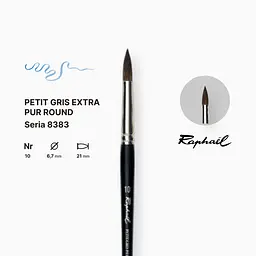 Пензель білка кругла Raphael Petit Gris Extra Pur, №10, професійний, коротка ручка - мініатюра 2