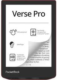 Електронна книга 6' PocketBook Verse Pro, Passion Red, WiFi, 1448x1072 (E Ink Carta), 512Mb / 16Gb, сенсорний екран, 16 градацій