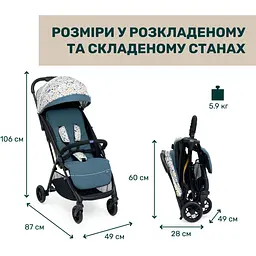 Прогулянкова коляска Chicco Glee Блакитна (87068.78) - мініатюра 2