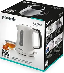 Gorenje Електрочайник 1.7 л, Strix контроль, пластик, білий - мініатюра 9