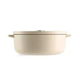 Гусятниця чавунна з кришкою KitchenAid 30 см 5,6 л колір мигдальний крем (CC006062-001) - мініатюра 2