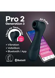 Стимулятор Satisfyer - Pro 2 Generation 3 Connect App Вакуумний смарт для клітора з вібрацією та Liquid Air чорний - мініатюра 9