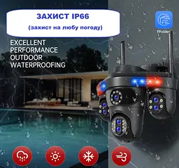 Вулична WiFi IPкамера Q28 35Мп чорна 7 об'єктиви поворотні, зум 10-х 4 екрани - мініатюра 7