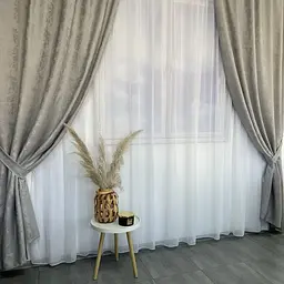 Мармурові жакардові штори сірого кольору на тасьмі 2шт. 150х270 ALBO pbe0052501 - мініатюра 3