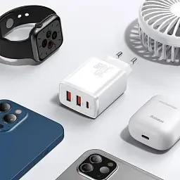 Адаптер живлення 3 порти Baseus 2 USB + Type-C 30 W CCXJ-E02 зарядне швидке - мініатюра 6