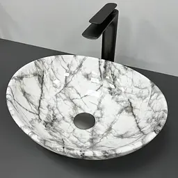Умивальник VBI Parma statuario black veins накладний VBI-011009, Сірий - мініатюра 3