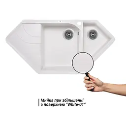 Кухонна мийка Lidz 1000x500/225 WHI-01 (LIDZWHI011000500225) - мініатюра 3