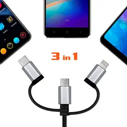 Дата кабель USB 2.0 AM to 3in1 1.0m Premium black REAL-EL (EL123500035) - мініатюра 4