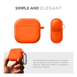Силіконовий чохол для навушників Apple AirPods 4, Hang Case, помаранчевий, ультратонкий захисний кейс товщиною 2 мм, захист від подряпин, пилу та ударів, компактний, з карабіном для кріплення, ArmorStandart (ARM81288) - мініатюра 2