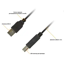 Кабель для принтера USB 2.0 AM/BM 1.8m Piko (1283126474033) - мініатюра 2