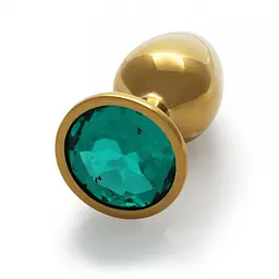 Металева анальна пробка Round Gem, розмір М колір: золотистий/смарагдовий Ouch! (Нідерланди) Ouch! OU533692 103118 - мініатюра 5