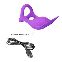 Віброкільце Pretty Love Silas Vibrant Penis Ring 9.5 см фіолетовий - мініатюра 10