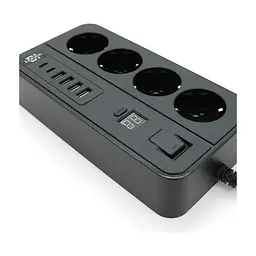 Мережевий фільтр живлення Voltronic G13H, 3000W, 4 роз, 4USB 3,2А, 2 Type-C, 2м Black (YT-G13H) - мініатюра 5