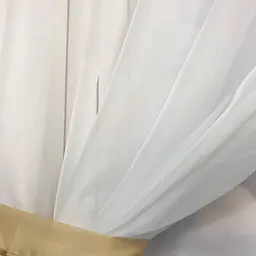 Короткий тюль для кухні бежево-білого кольору на тасьмі 1,7м на 3м ALBO pbe0052785 - мініатюра 4