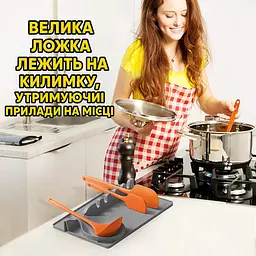 Подставка для крышки, половника и ложки из силикона многофункциональный держатель кухонных принадлежностей, Kitchen Master Серый 86580 - миниатюра 6