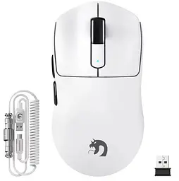 Ігрова Миша MAMBASNAKE M3 Спіральний кабель, PAW3395PRO, 40 000 DPI, мікроперемикач Omron Біла