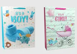 Подарунковий пакет картонний, 200 г/м², Baby, 40x55x15 см, 2 шт. в упаковці (В асортименті)
