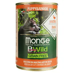 Вологий корм для цуценят Monge Dog Wet Bwild Puppy&Junior, качка, гарбуз та цукіні, 400 г - мініатюра 2