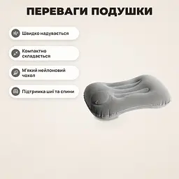 Надувна подушка для подорожей, дому та кемпінгу компактна складна - мініатюра 2