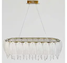 Овальна золота LED люстра Artlight 7097/80*35GD зі скляним листям та прозорим декором 110W - мініатюра 2