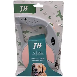 Повідець-рулетка TH Pet Dog для собак вагою до 20 кг сіро-рожевий 5 м