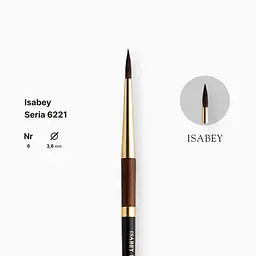 Пензель білка кругла натуральна Isabey 6221, №6, для акварелі, коротка ручка - мініатюра 2