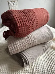 Покривало Zeintex Барселона вафельне бавовняне 230х260 см теракотове - мініатюра 7