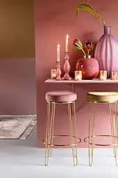 Барний стілець Light&Living металевий з м'яким круглим сидінням коричневого кольору з ніжками золотого кольору (6755461) - мініатюра 4