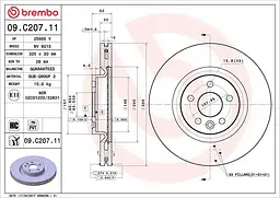 Диск гальмівний вентильований Land Rover Discovery Sport 11-25р Brembo (09.C207.11)