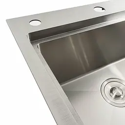 Кухонна мийка нержавійка 78x43 L Platinum Handmade (два отвори, круглий сифон 3,0/0,8), Нержавіюча сталь - мініатюра 7