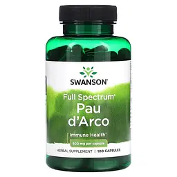 Кора мурашиного дерева Swanson Pau d'Arco 500 mg 100 caps (1086-100-82-0570790-20)