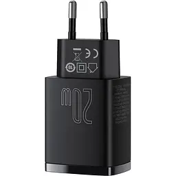 Зарядний пристрій Baseus Compact Quick Charger 20W QC+ PD (1Type-C + 1USB) black (CCXJ-B01) - мініатюра 3