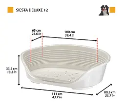 Пластиковий лежак для собак і котів Ferplast Siesta Deluxe 12 сірий 111×80,5×33,5 см 70212947 - мініатюра 2
