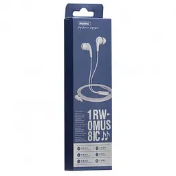 Дротові навушники Remax Music Call Wired RW-108, 3.5mm, 1.2m, white - мініатюра 2