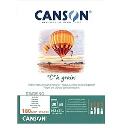 Склейка для ескізів та рисунку Canson Càgrain 180г/м2 30л білий папір