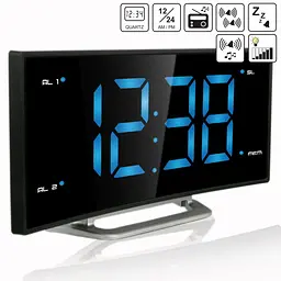 Годинник настільний з радіо Technoline WT460 Blue LED Black/Silver (WT460 blaue LED), Чорний - мініатюра 10
