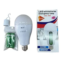 Лампа акумул.LED Emergency 2*18650 A80 20W 6000К Е27 (20185) без гарантії,перевірено TM LUMANO