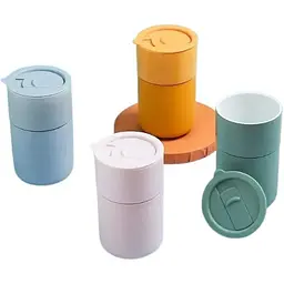 Кавові чашки з кришками Cute Travel Mugs з захисним силіконовим чохлом Olive 295 мл