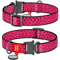 Нашийник для собак Waudog Nylon Кавун, з QR паспортом, металева пряжка-фастекс, S, 23-35х1,5 см - мініатюра 3