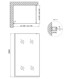 Душова перегородка Qtap Walk-In Standard CRM2011.C8 110х200 см, скло Clear 8 мм, покриття CalcLess - мініатюра 7