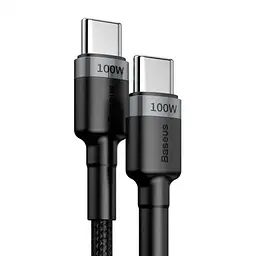 Кабель Baseus Cafule flash charging Cable Type-C toType-C PD2.0 100W 20V 5A 2m CATKLF-ALG1 Gray-Black - мініатюра 2