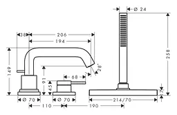 Змішувач на борт ванни Hansgrohe Tecturis S matt black 73447670 - мініатюра 3