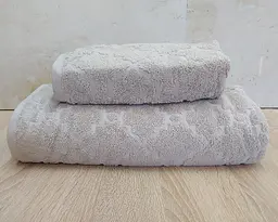 Набір турецьких махрових рушників 50х90+70х140 Gulcan Jacquard Cotton Lux Motif Acik Beige