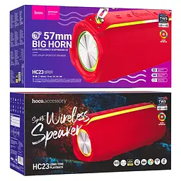 Портативна колонка HOCO HC23 IPX4, BT 5.0, 2x5W, RGB підсвічування, Red, Box - мініатюра 2