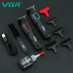 Тример акумуляторний VGR V-254, 4 насадки, 7000 RPM, 2000 mAh, LED-дисплей Червоний - мініатюра 3