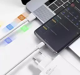 Адаптер USB з кабелем USB-TYPE C 67 W / Комплект заряджання для телефону USB + Type-C - мініатюра 4